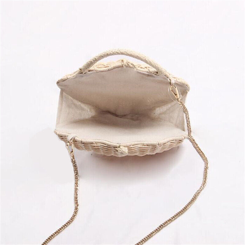 New Shell-shaped Crossbody Bag for Women One-shoulder Straw Rattan Beach Bag
