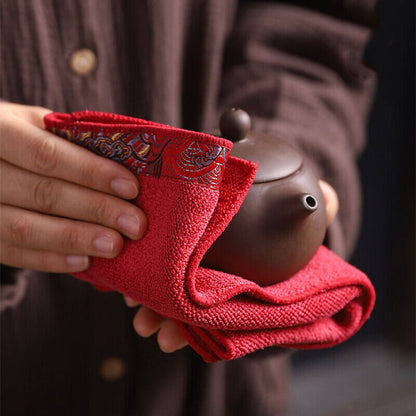 Chinese Tea Towel Square Cotton Linen Water Absorbent Tea Accessories On Sales