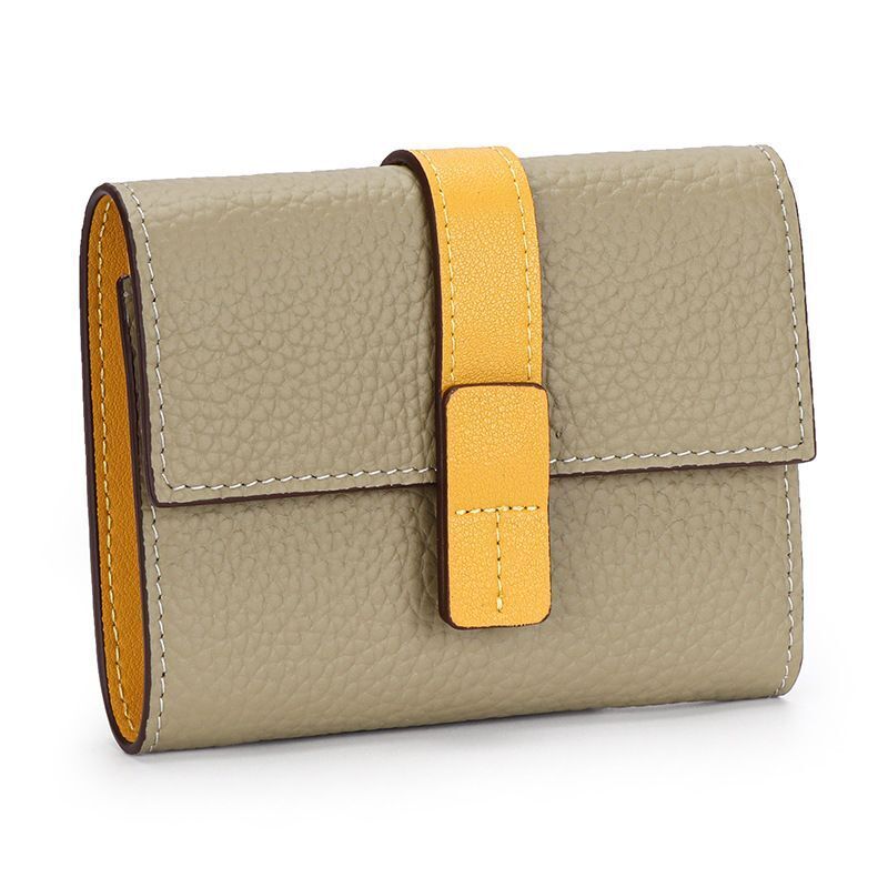 Coin Purse Short Wallets Trifold Money Bag Flap Snap Cowhide Card Holder Clutch