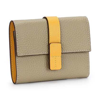 Coin Purse Short Wallets Trifold Money Bag Flap Snap Cowhide Card Holder Clutch