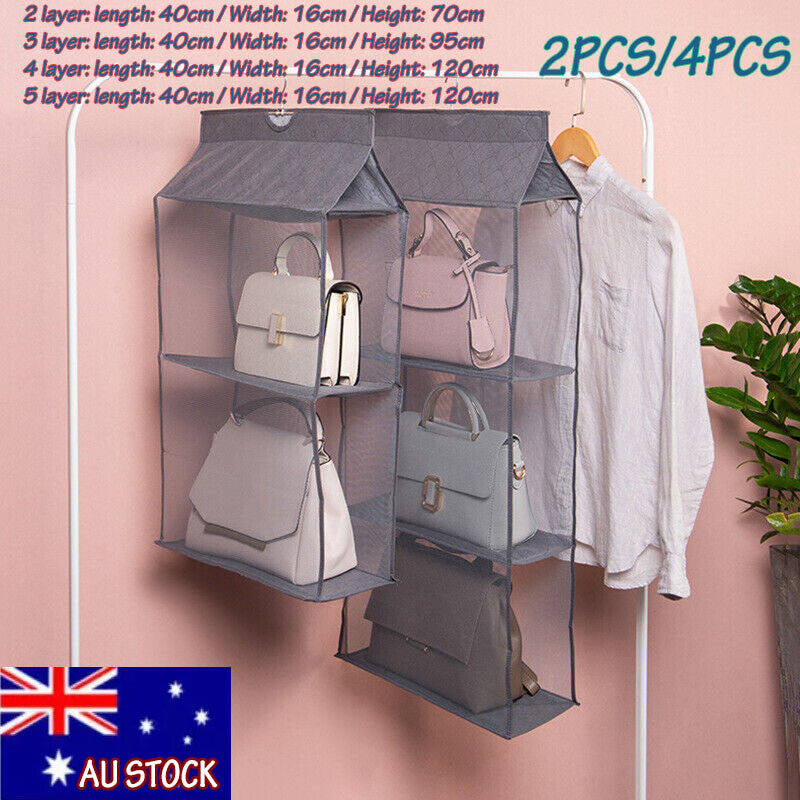 2/4Pcs Hanging Handbag Organizer Wardrobe Purse Bag Closet Storage Holder AU