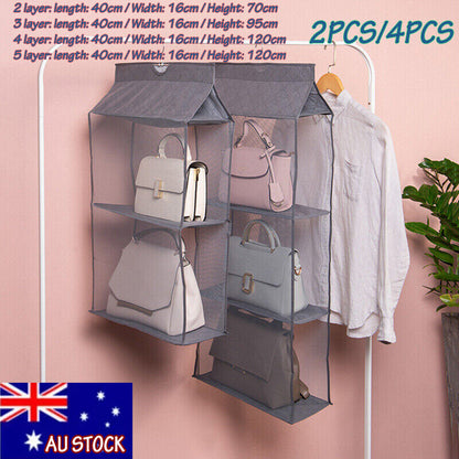 2/4Pcs Hanging Handbag Organizer Wardrobe Purse Bag Closet Storage Holder AU