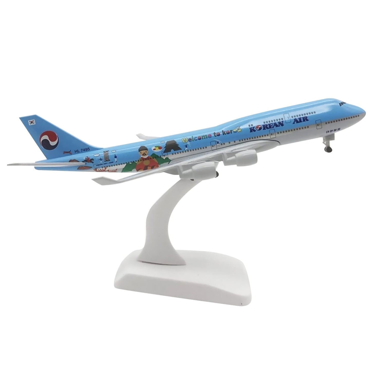 1/350 20cm Diecast Alloy Korean Air Aircraft B747 Airplane Simulation Model