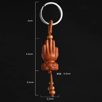 New Wooden Buddhism Keychain Guanyin Monk Luck Buddha Wood Keyring Bag Phone