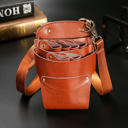 Genuine Leather Hairdressing Scissors Storage Bag Crossbody Shears Holder