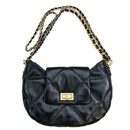 Quilted Lambskin Leather Hobo Purse Shoulder Bag Tote Handbag w/ Chains Fashion
