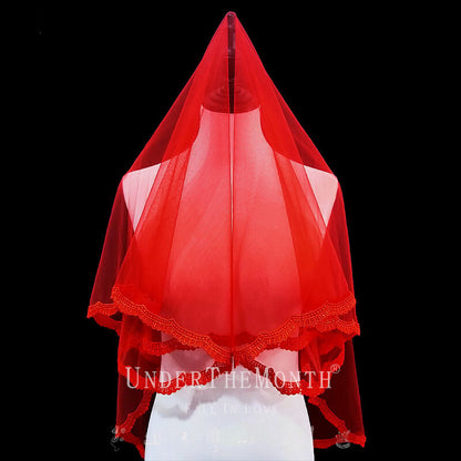 Chinese Wedding Bride Red Veil Translucent Veil Chinese Style Veil Headdress