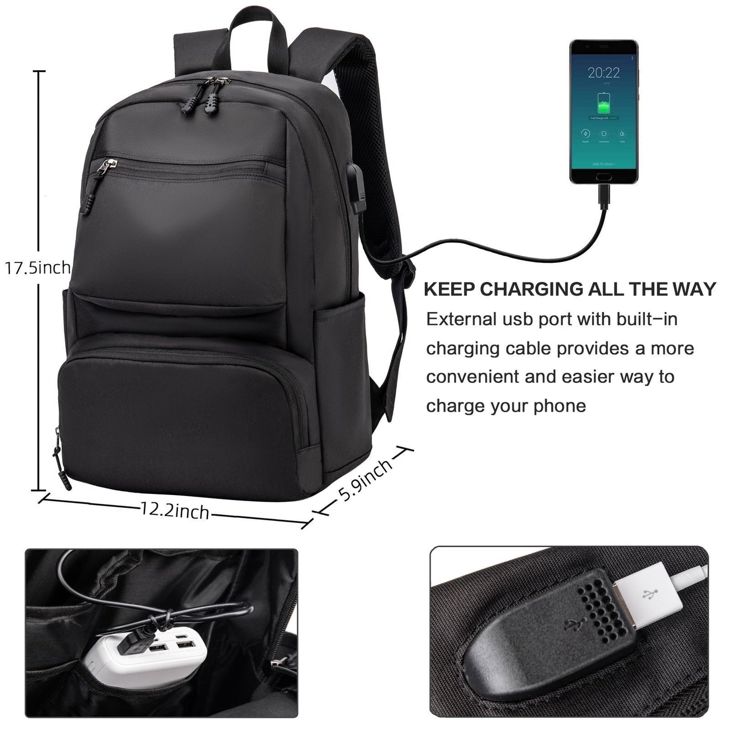 Waterproof Backpack Business Large 15.6 Inch Laptop Computer Rucksack School Bag