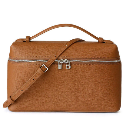 Medium Real Leather Tote Box Clutch Bag Shoulder Bag Crossbody Purse Fashion