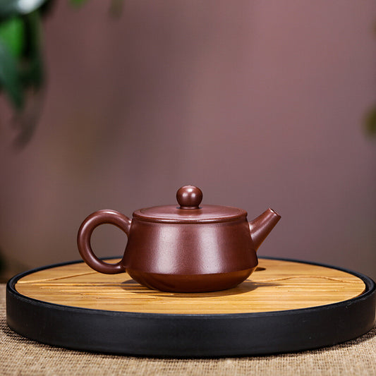 4.3"collect Chinese Yixing Zisha Pottery Purple Zhu Clay 100ML 7 Hole Teapot 小平盖