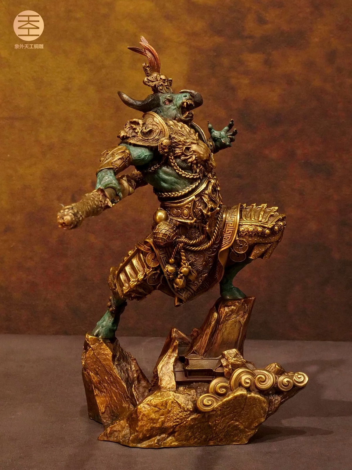 11" Brass Bull Demon King Statue Figure Sculpture Artwork Collection Home Decor