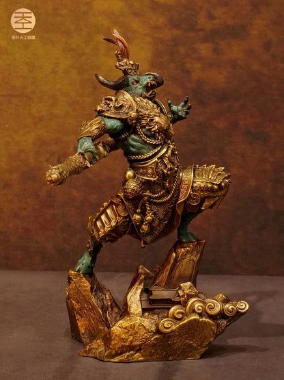 11" Brass Bull Demon King Statue Figure Sculpture Artwork Collection Home Decor