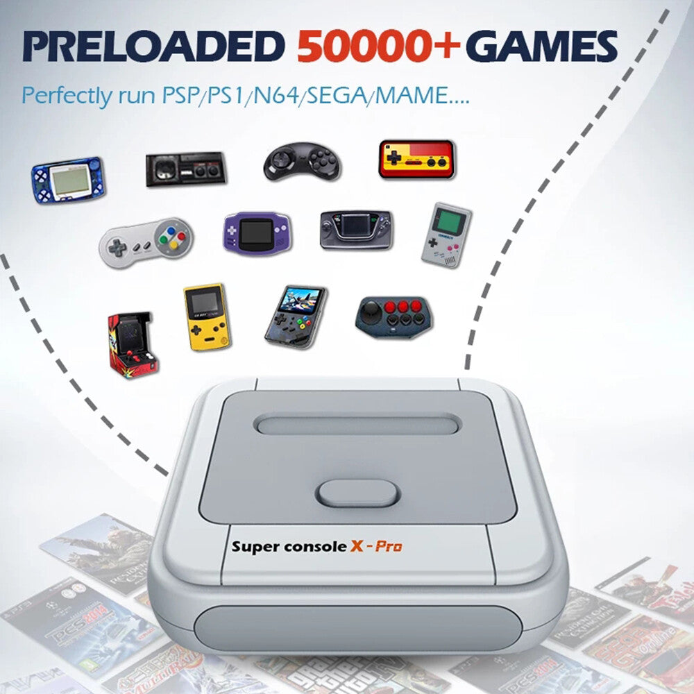 NEW Super Game Console X Pro Retro Video Games WiFi 4k HD TV 2 Controllers