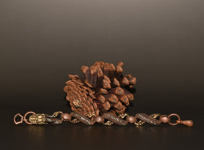 Vintage Red Copper Gold Plated Dragon Bracelet 7.48×0.51in 45g Zodiac Bangle