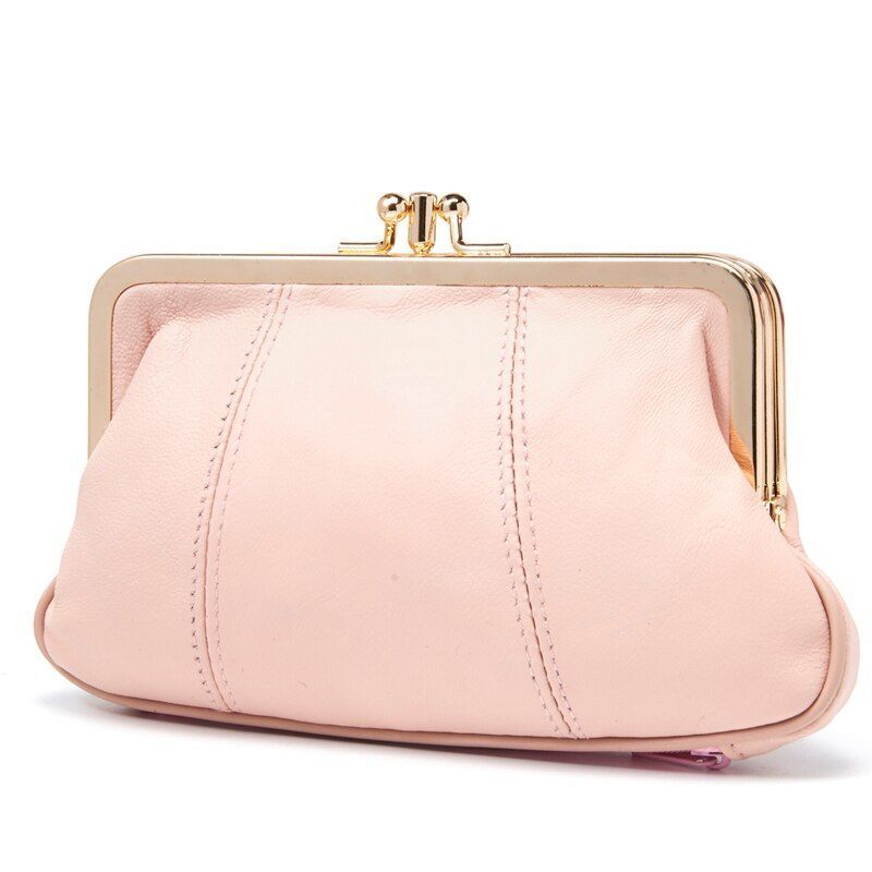 Women Coin Purse Leather Small Wallet Soft Change Purse Metal Frame Card Holder