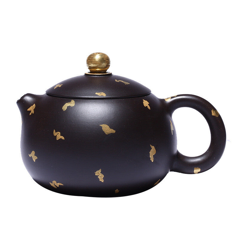 China Yixing Zisha Pottery Black Clay Handmade 150cc Mesh Teapot 撒金西施