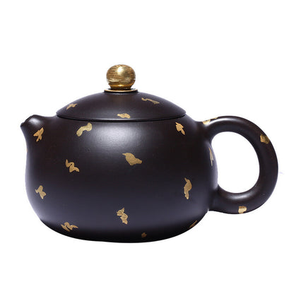 China Yixing Zisha Pottery Black Clay Handmade 150cc Mesh Teapot 撒金西施