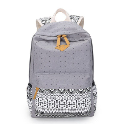 Canvas Printing Backpack School Bag Cute Black Polyester Purse Gray/Black/Purple