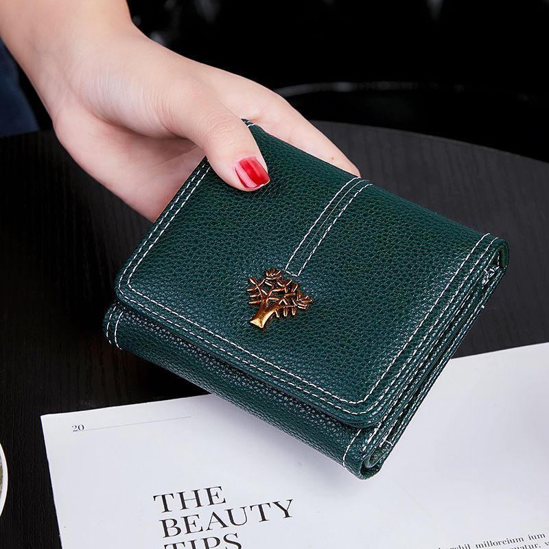 Short Thin Section Tri-fold Money Clip Small Wallet Coin Purse Linen Cotton 1 PC