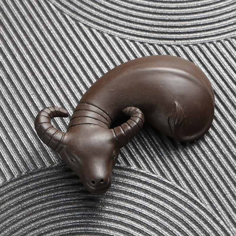 3.7" Handmade Zisha Clay Pixiu Mascot Tea Pet Table Decoration Ornament