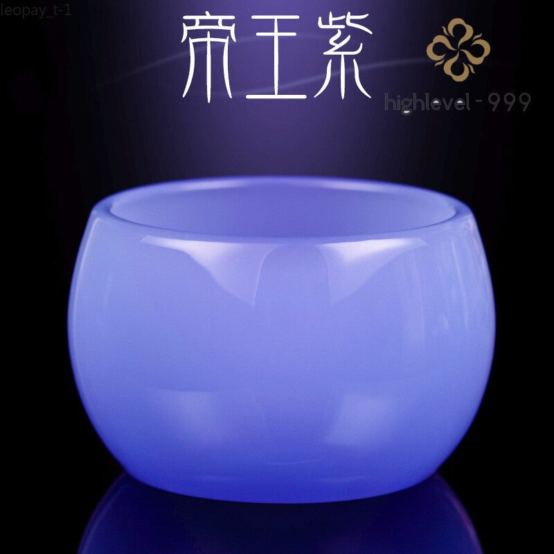 Imperial Purple Jade Porcelain Tea Cup Glazed Stone Chinese Style Tea Set