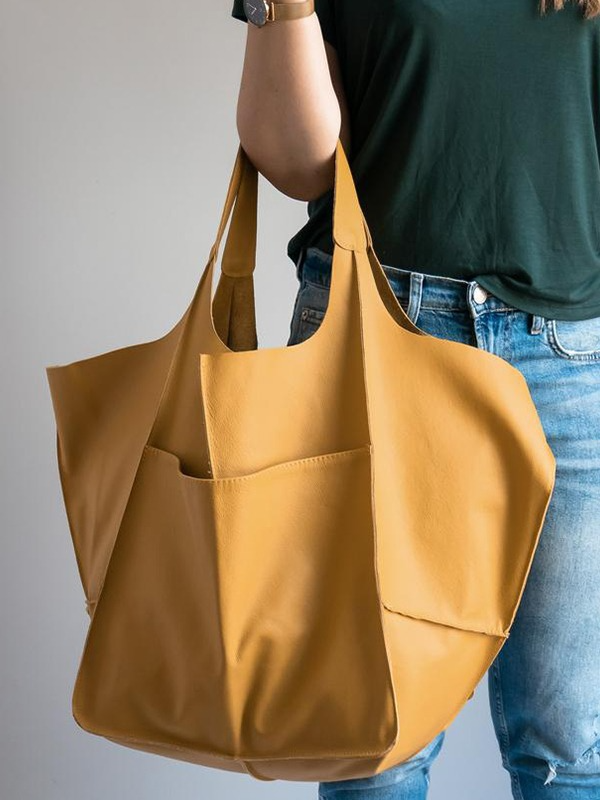 Women Large Capacity Soft Leather Casual Tote Shoulder Bag Retro Shopper Handbag