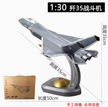 1:30 50CM China J-35 Fighter Jet Airplane Diecast Military Aircraft Plane Model