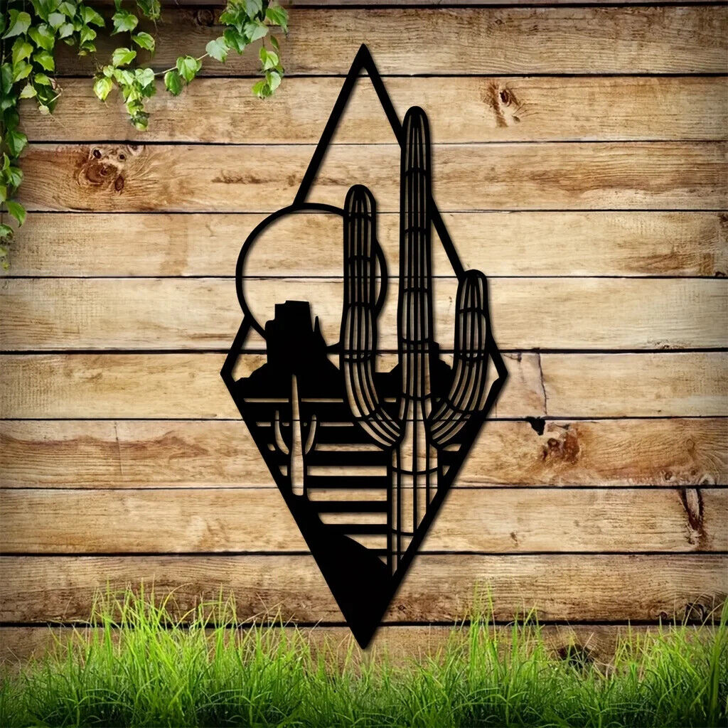 1pc Metal Cactus Art Wall Decor, Metal Wall Decor, Sunset Wall Sign, Wall Art