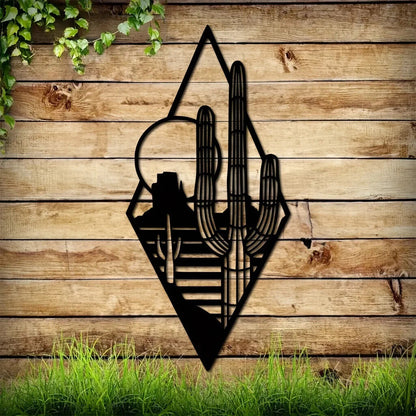 1pc Metal Cactus Art Wall Decor, Metal Wall Decor, Sunset Wall Sign, Wall Art
