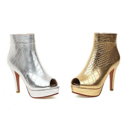 Women's Shoes Stiletto Peep Toe Zipper Platforms Fashion Ankle Boots Sandal Boot