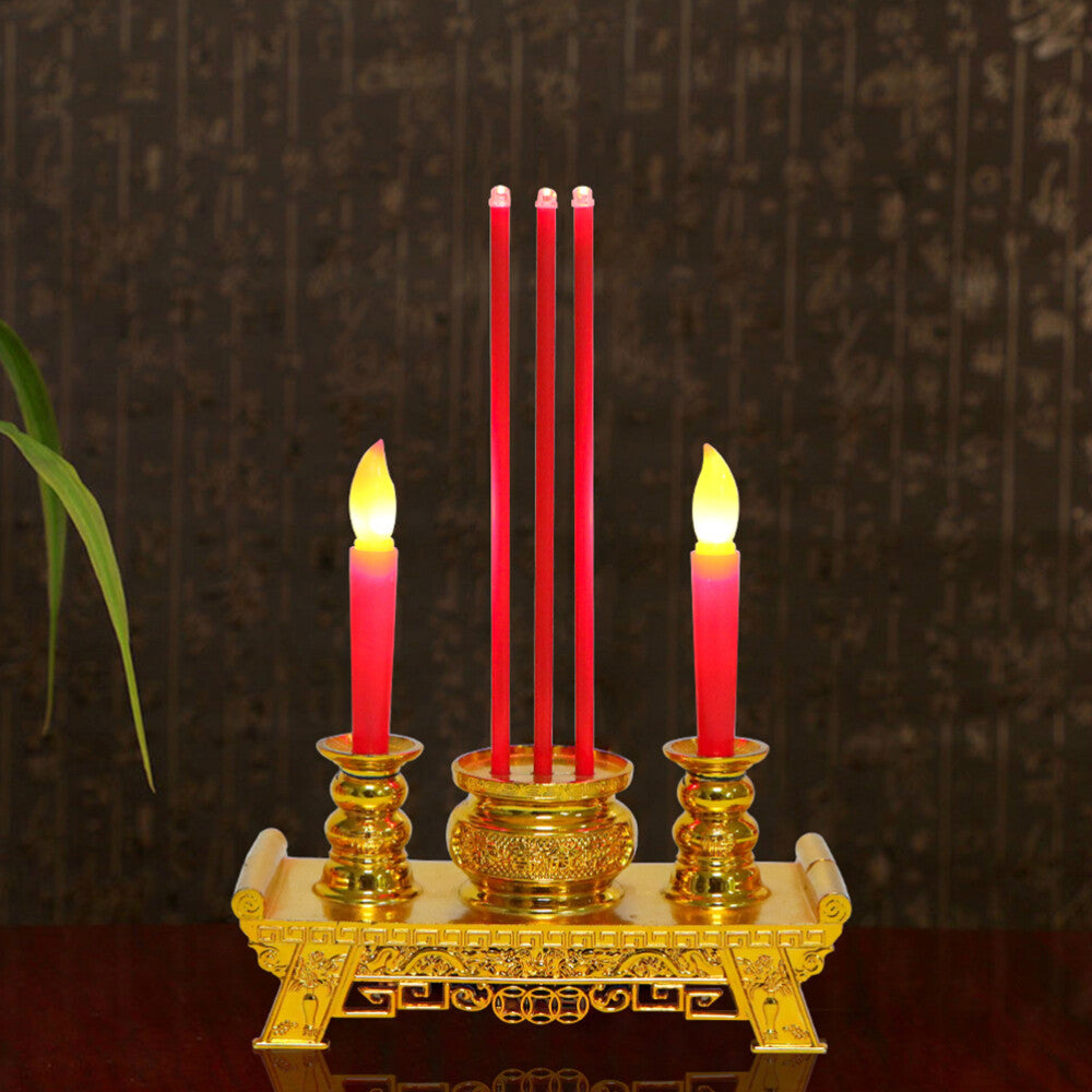 LED Plastic Incense Burner Taper Candlesticks Chinese Tealight