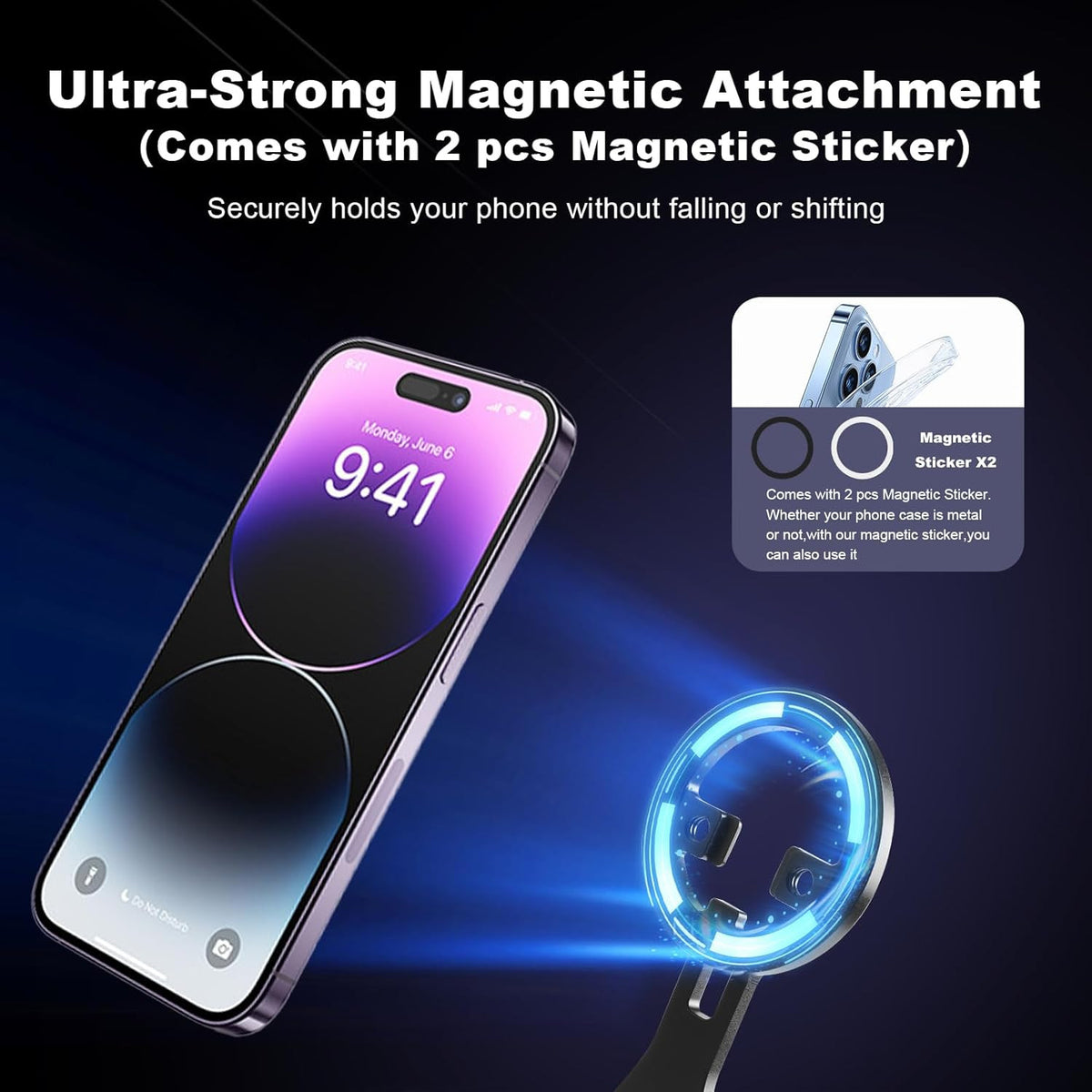 Universal Magnetic Phone Mount Holder with Sticker,Adjustable Rotatable Smartpho