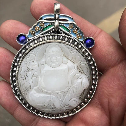 Pendant Collection Inlaid Jade Belly Buddha Pendant Handicraft