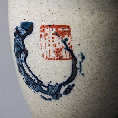 Zen Hand Painted Pottery Fair Cup Chinese Blue Tea Mugs Kung Fu Vintage Tea