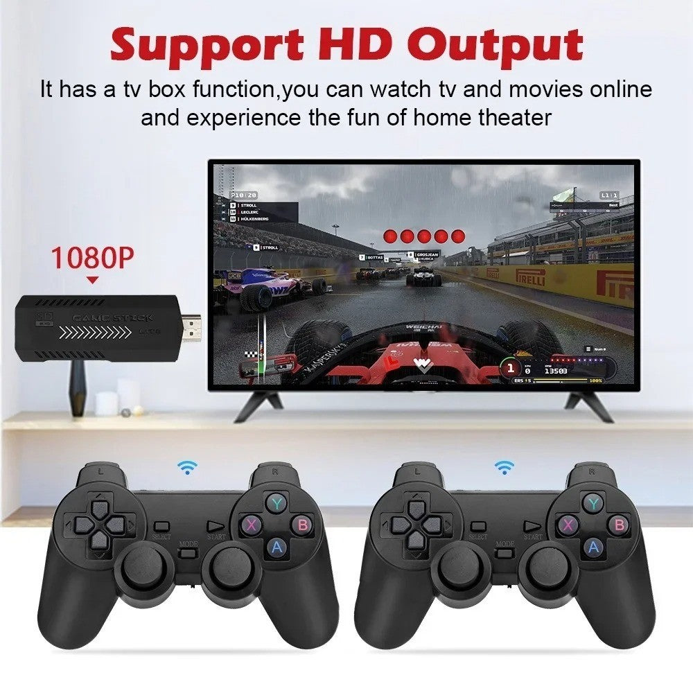 Wireless 4K 70000+ Built-in Games HDMI TV Game Stick Console X2 Wireless Gamepad