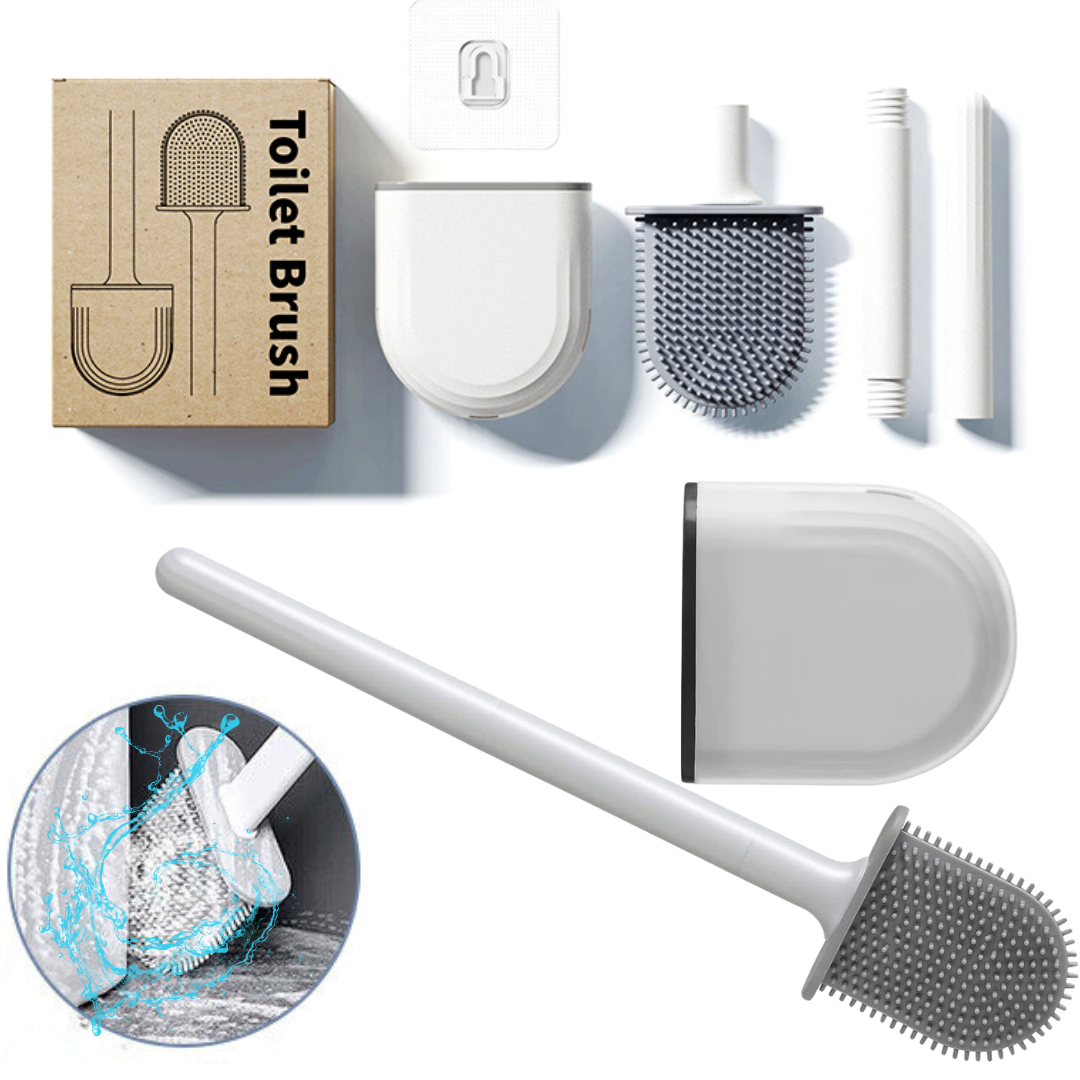 Cepillo De Inodoro con Soporte Colgante de Pared Escobilla Flexible para Limpiez