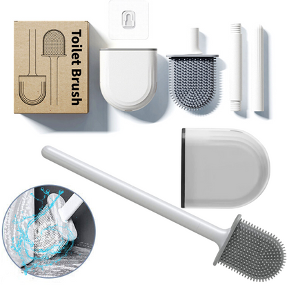 Cepillo De Inodoro con Soporte Colgante de Pared Escobilla Flexible para Limpiez
