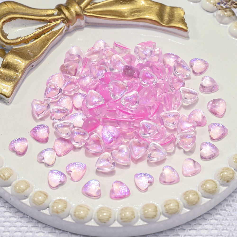 Nail Art Decals 20-100Pcs 3D Heart Charms Clear Acrylic DIY Manicure Accessories