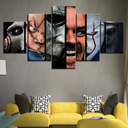 Horror Movie Scary Character Movies Poster Canvas Prints Painting Wall Art 5PCS