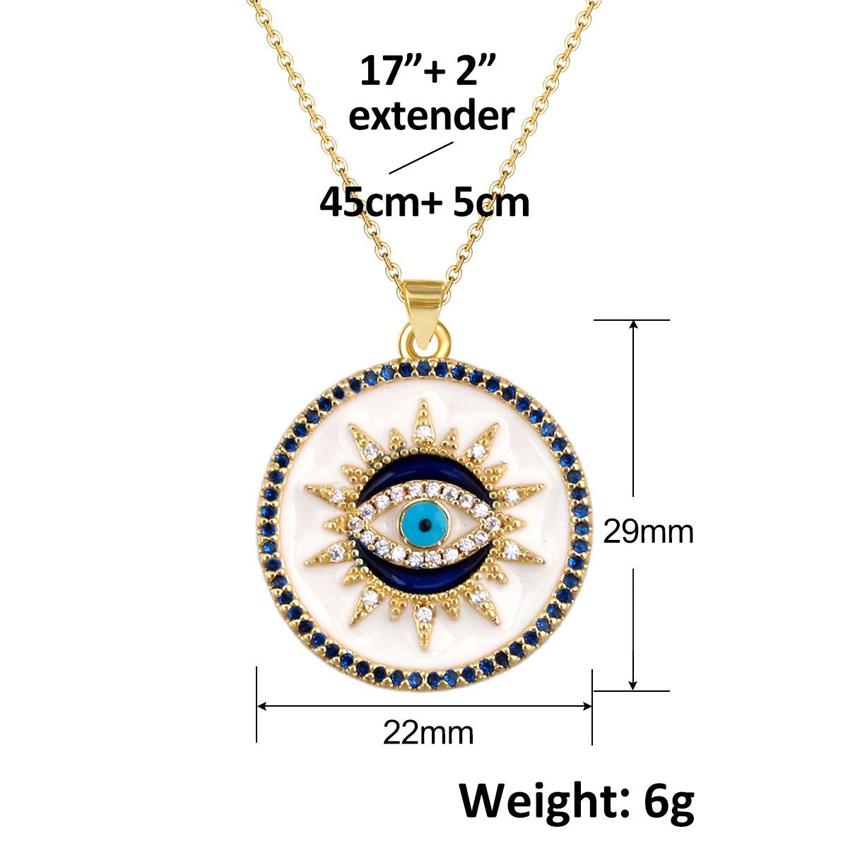 Turkish Blue Evil Eye Pendant Copper Zircon Charm Plated Eco Friendly DIY