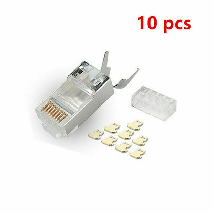 10Pcs 1.45mm Network Connectors RJ45 Cat7 Gold Plated FTP Modular Plug F