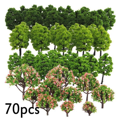 Artificial Miniature Tree 20-70Pcs Plastic Train Scenery Railroad Building Decor