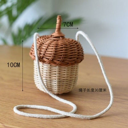 Handmade Rattan Mushroom Cute Bag Woven Straw Handbag Shoulder Crossbody Purses