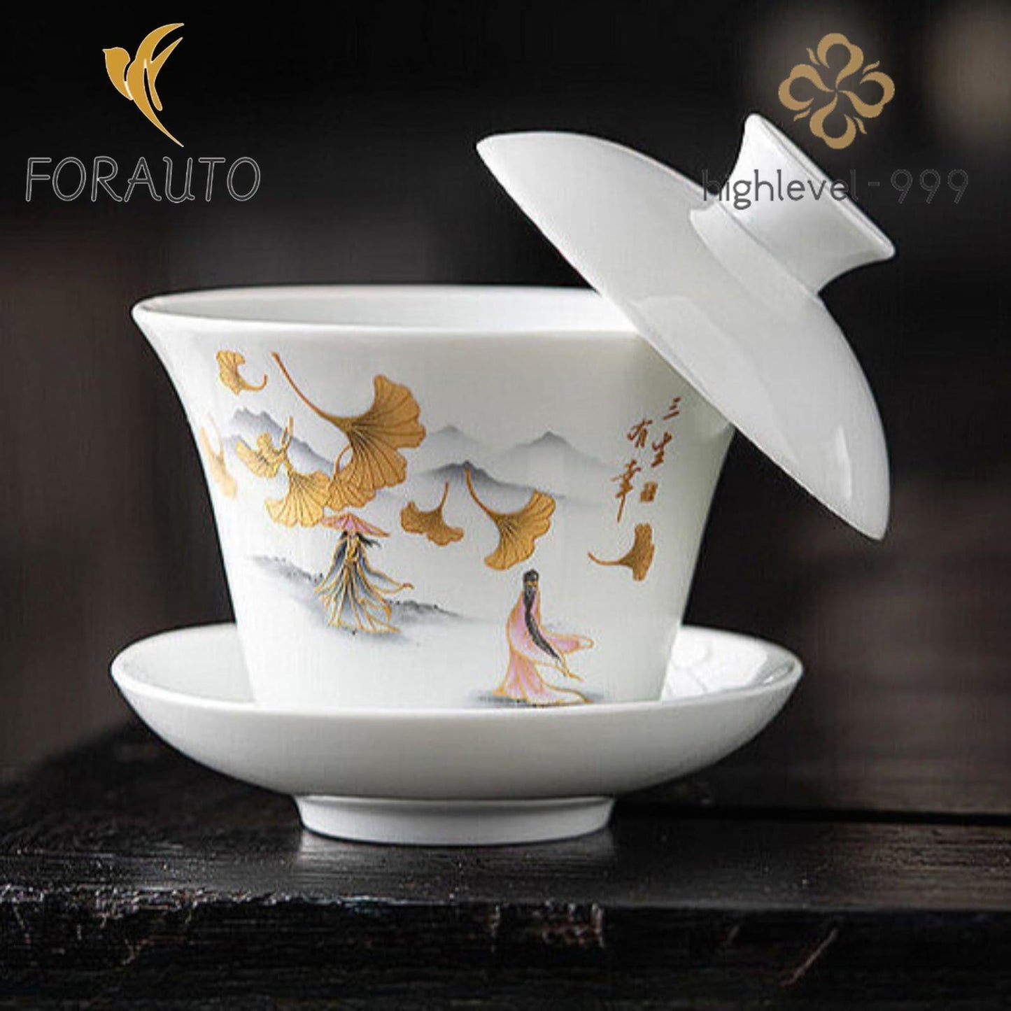 Jade Ceramics Ancient Gaiwan Tea Cup 150ml 5.1oz White Kungfu Tea Set