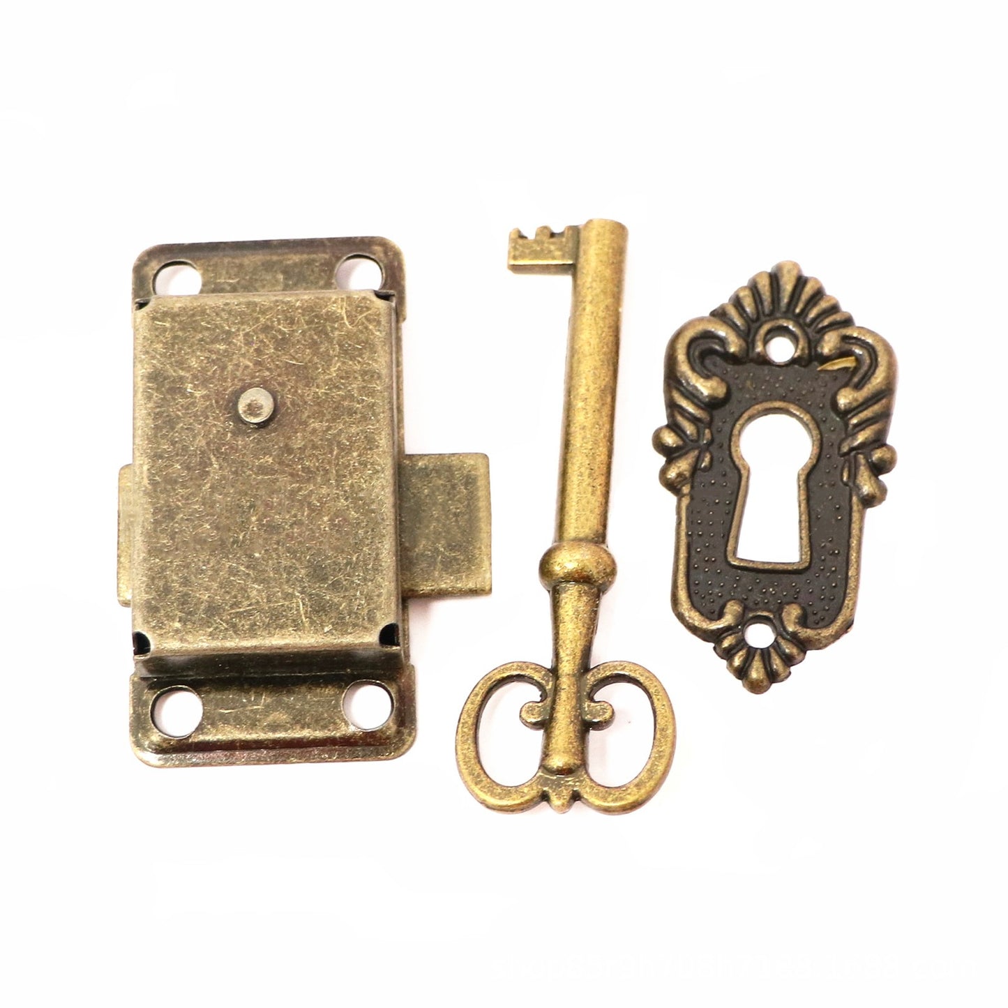Vintage Iron Alloy Cabinet Door Lock Kit with Key Antique Drawer Wardrobe Lock b