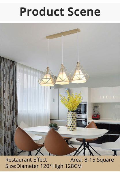 Nordic Pendant Lights Three-head Restaurant Pendant Dining Room Lamp Shop Front