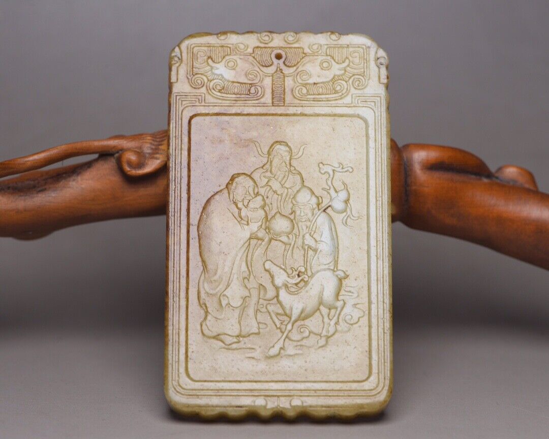 Collection Chinese Natural Hetian Jade Carving Figure Story Jade Pendant Jewelry