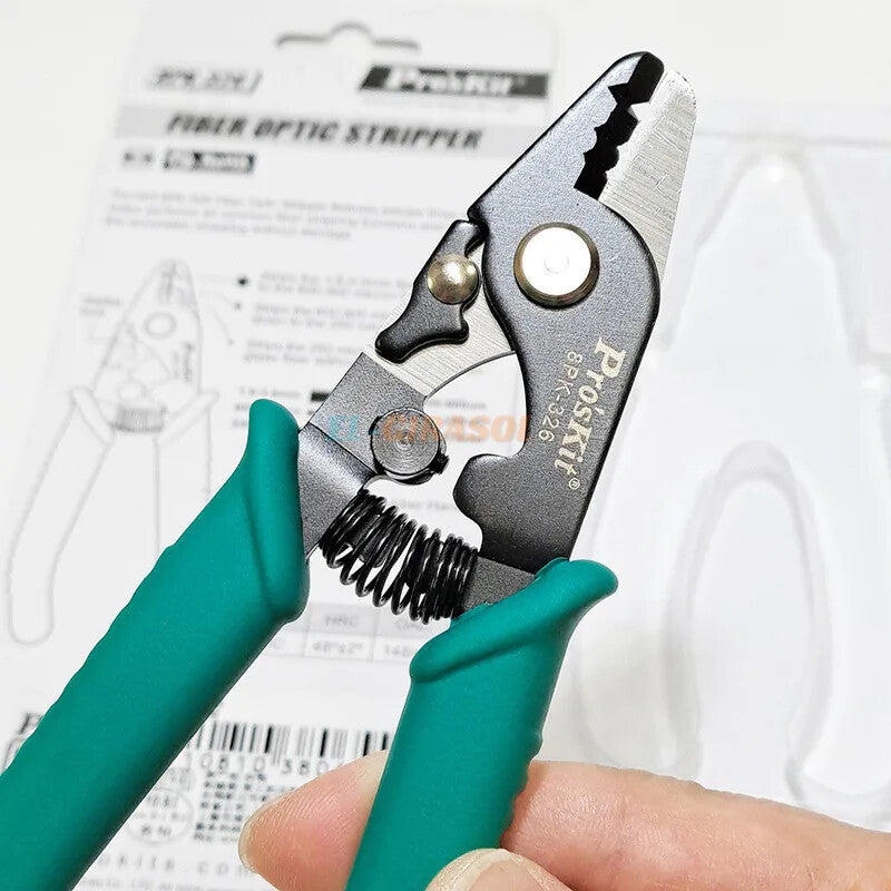 Fiber Optic Stripper Prokit 8PK-326 Clamp Fiber Stripping Pliers Tri-hole Fiber