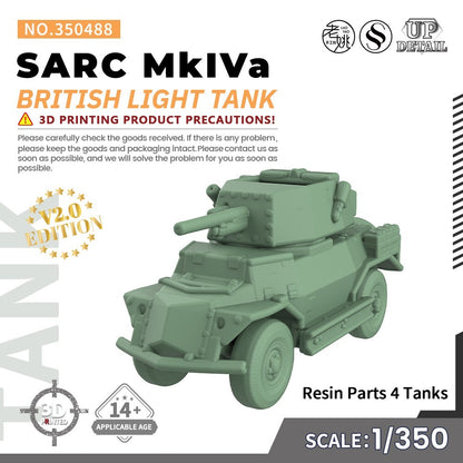 SSMODEL SS488 1/200/350/700 Military Model Kit British SARC MkIVa Light Tank