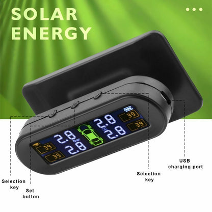 Car Tire Pressure Sensor Temperature Warning Fuel Save Monitor System 4 External